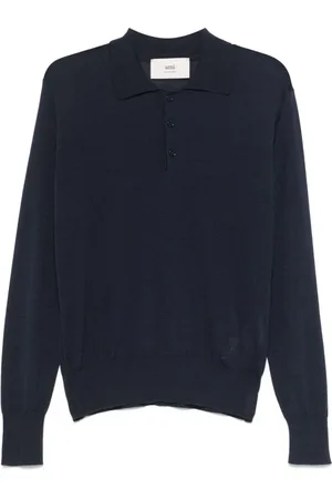 Ami Homme, Tops, Bleu, Taille: M Polo Bleu à Manches Longues