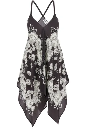 P.A.R.O.S.H. Femme, Blouses et Chemises, Noir, Taille: 40 FR Chemisier en soie fleuri avec fines bretelles