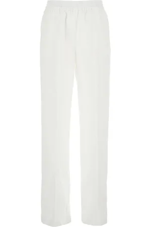 ELEVENTY Femme, Pantalons, Blanc, Taille: 40 FR Pantalon blanc en lin avec taille élastique femme