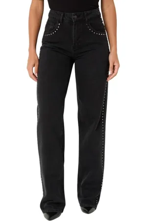 Co`Couture Femme, Jeans, Noir, Taille: 42 FR Studded Straight Fit Jeans