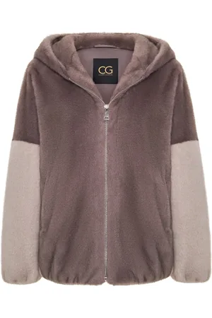 CESARE GASPARI Femme, Vestes, Brun, Taille: 38 FR Veste à Capuche en Fausse Fourrure Reyna - Marron
