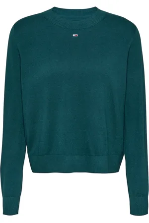 Tommy Hilfiger Femme, Pulls, Vert, Taille: 36 FR Pull en Coton Bio - Bleu