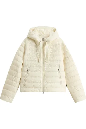 Woolrich Femme, Vestes, Blanc, Taille: 38 FR Veste Blanche à Capuche en Duvet
