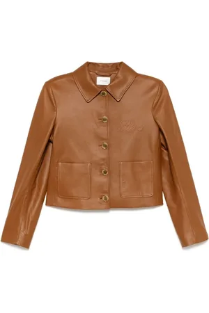 Frame Femme, Vestes, Brun, Taille: 40 FR Chic parisien Vêtements en cuir avec épaulettes