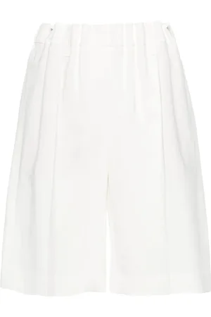Brunello Cucinelli Femme, Shorts, Blanc, Taille: 38 FR Mélange Lin Blanc Taille Élastique