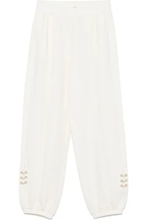 Liu Jo Femme, Pantalons, Blanc, Taille: 40 FR Pantalon Blanc à Taille Élastique
