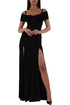 Elisabetta Franchi Femme, Robes, Noir, Taille: 40 FR Robe Corset Drapée en Crêpe de Jersey