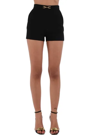 Elisabetta Franchi Femme, Shorts, Noir, Taille: 40 FR Shorts en crêpe avec détails dorés
