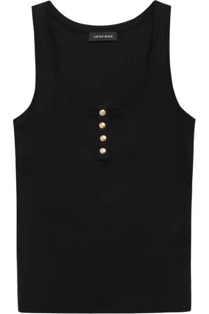 ANINE BING Femme, Tops, Noir, Taille: 42 FR Haut sans manches noir avec encolure ronde