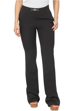 GAËLLE Femme, Pantalons, Noir, Taille: 36 FR Pantalon noir à jambe droite avec accessoire doré à la taille