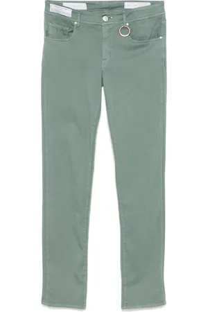 sartoria tramarossa Homme, Pantalons, Vert, Taille: W35 Pantalon Vert Canard Classique Cinq Poches