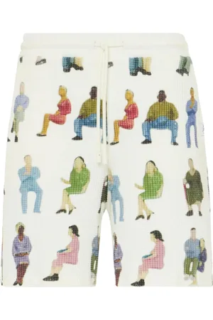 J.W.Anderson Homme, Shorts, Multicolore, Taille: L Shorts à Taille Élastique et Imprimé Graphique