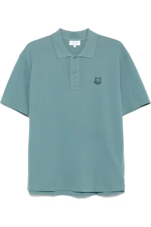 Maison Kitsuné Homme, Tops, Bleu, Taille: M Pull Bleu à Boutons et Manches Courtes