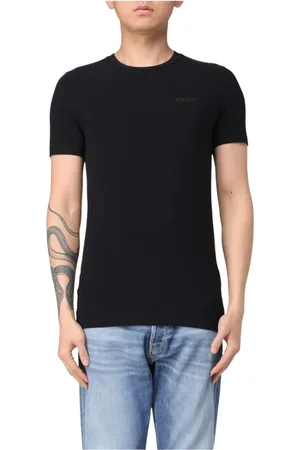 Dondup Homme, Tops, Noir, Taille: M T-shirt en jersey de coton stretch avec logo poitrine