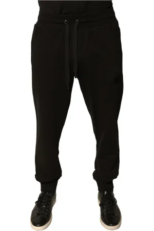 Dolce & Gabbana Homme, Pantalons, Noir, Taille: L Pantalon de jogging en coton noir avec logo