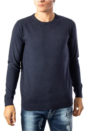 JACK & JONES Homme, Pulls, Bleu, Taille: XL Pull Bleu Uni Manches Longues Coton