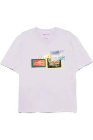 MARTINE ROSE Homme, Tops, Violet, Taille: M Lilas Violet Logo Print Crew Neck