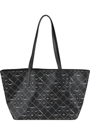 Zadig & Voltaire Femme, Sacs, Noir, Taille: ONE Size Sac de Shopping en Cuir Monogramme avec Logo Iconique