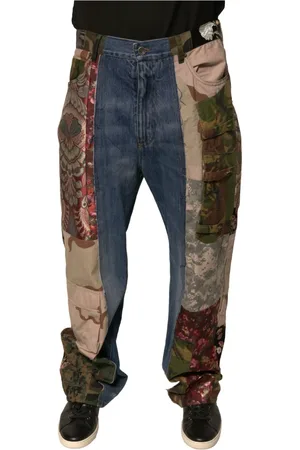 Dolce & Gabbana Homme, Jeans, Multicolore, Taille: M Jean Droit en Denim Patchwork Bleu