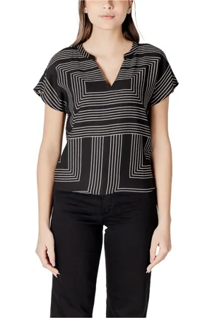 JACQUELINE DE YONG Femme, Blouses et Chemises, Noir, Taille: 42 FR T-shirt moderne à motif géométrique en V