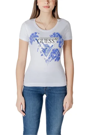 Guess Femme, Tops, Blanc, Taille: 38 FR T-shirt Imprimé Élégant pour Femmes
