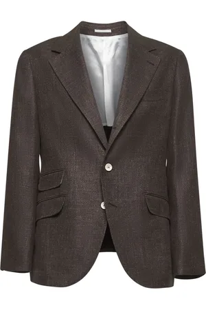 Brunello Cucinelli Homme, Vestes, Brun, Taille: M Veste en lin, laine et soie marron foncé