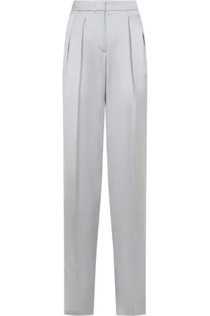 Giorgio Armani Femme, Pantalons, Blanc, Taille: 42 FR Pantalon en soie taille haute gris