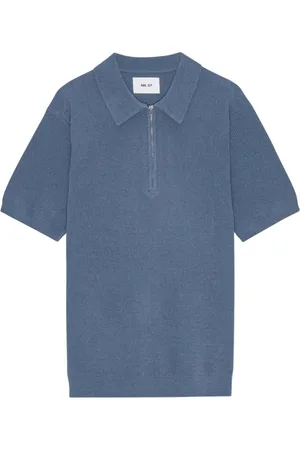 NN.07 Homme, Tops, Bleu, Taille: S Polo à fermeture éclair Tricot Bering Sea