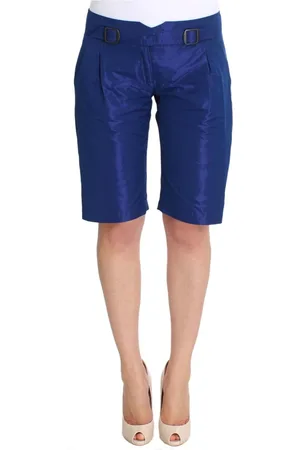 ERMANNO SCERVINO Femme, Shorts, Bleu, Taille: 36 FR Shorts Bermuda Bleus Plissés