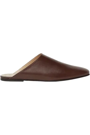 Loro Piana Femme, Chaussures, Brun, Taille: 38 EU Mule plate en cuir marron