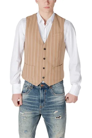 GIANNI LUPO Homme, Vestes, , Taille: M Pinstripe V-Neck Sleeveless Gilet