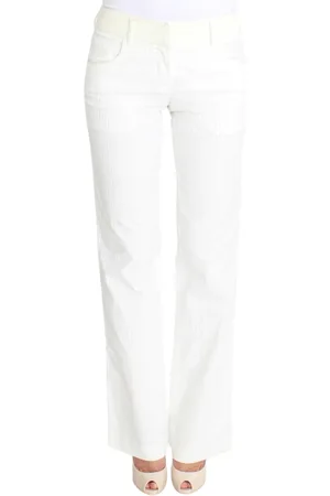 ERMANNO SCERVINO Femme, Pantalons, Blanc, Taille: 38 FR Pantalon Blanc à Rayures Coupe Droite