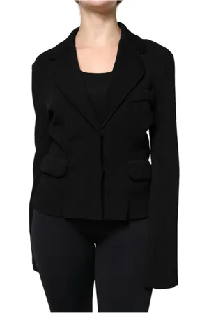 Dolce & Gabbana Femme, Vestes, Noir, Taille: 42 FR Blazer Tricoté Noir Manches Longues