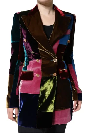 Dolce & Gabbana Femme, Vestes, Multicolore, Taille: 36 FR Blazer Patchwork avec Doublure en Soie