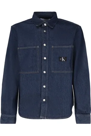 Calvin Klein Homme, Chemises, Bleu, Taille: S Chemises en Coton Bleu avec Boutons Pression en Métal