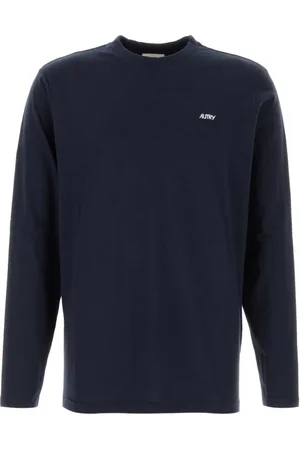 Autry Homme, Tops, Bleu, Taille: L T-shirt en Coton Bleu Foncé