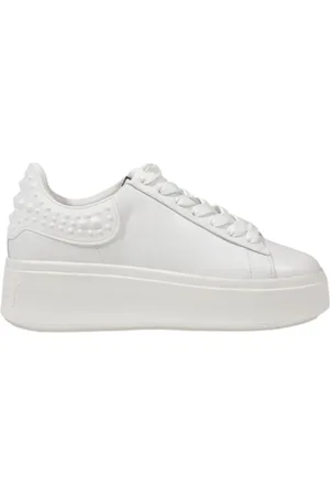 Ash Femme, Chaussures, Blanc, Taille: 39 EU Baskets blanches en cuir à lacets avec semelle en caoutchouc