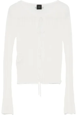 Pinko Femme, Pulls, Blanc, Taille: 38 FR Pull Blanc Col Rond Manches Longues