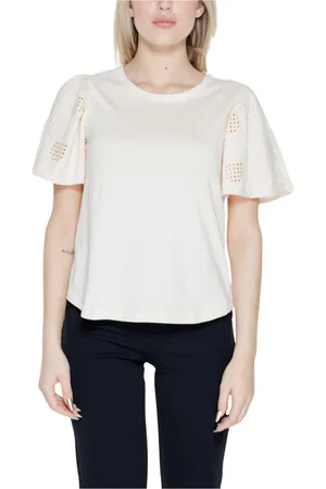 JACQUELINE DE YONG Femme, Blouses et Chemises, Blanc, Taille: 38 FR Flutter Sleeve Eyelet Top