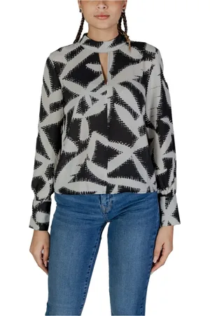JACQUELINE DE YONG Femme, Blouses et Chemises, Multicolore, Taille: 36 FR Chemisier Orange Col V Manches Longues