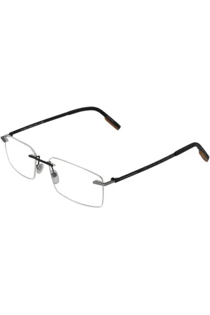 Ermenegildo Zegna Homme, Accessoires, Gris, Taille: ONE Size Monture Optique Métallique Grise Rectangulaire