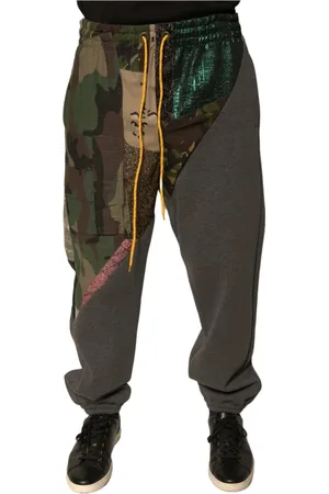 Dolce & Gabbana Homme, Pantalons, Multicolore, Taille: M Camouflage Patchwork Jogger Pantalons de survêtement