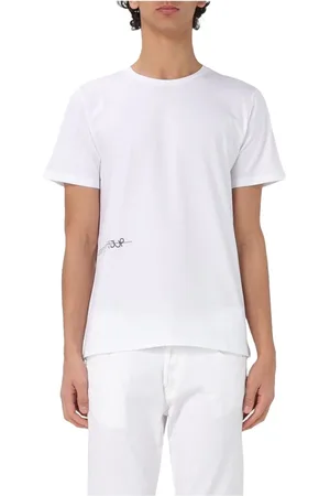 Dondup Homme, Tops, Blanc, Taille: XL T-shirt en jersey de coton avec impression latérale