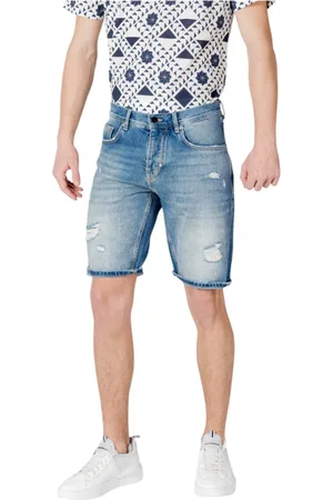 Antony Morato Homme, Shorts, Bleu, Taille: W33 Shorts en coton élégants avec poches à fermeture éclair