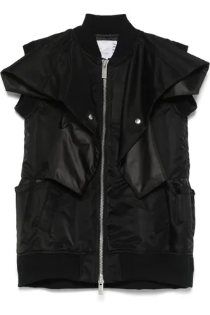 SACAI Femme, Vestes, Noir, Taille: 40 FR Gilet Noir à Fermeture Éclair Frontale