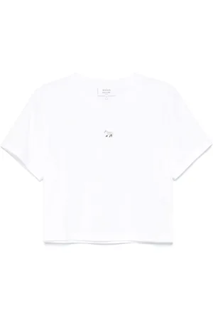 Maison Kitsuné Femme, Tops, Blanc, Taille: 40 FR T-shirt Blanc Col Rond Manches Courtes