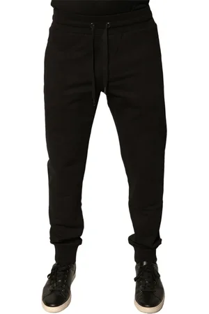 Dolce & Gabbana Homme, Pantalons, Noir, Taille: M Pantalon de Jogging en Coton avec Détails Logo