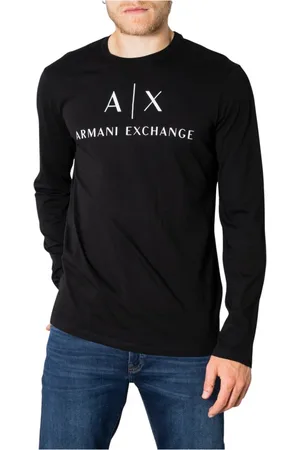 Armani Exchange Homme, Tops, Noir, Taille: XL T-shirt à Manches Longues en Coton