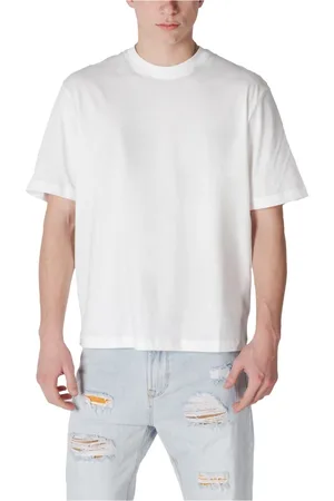 Armani Exchange Homme, Tops, Blanc, Taille: M T-shirt Blanc en Coton Manches Courtes