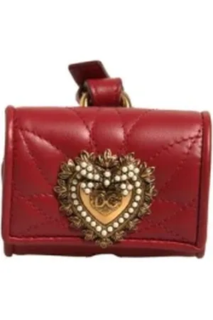 Dolce & Gabbana Femme, Accessoires, Rouge, Taille: ONE Size Étui Airpod en cuir rouge en forme de cœur